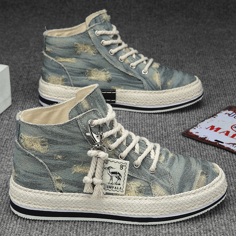 New Trendy Simple High-Top Canvas Sports Shoes for Boys Casual Sneakers Sports Fashion Simple Casual Men's Shoes