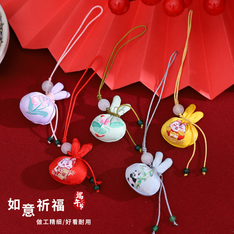 Persimmon Ruyi caramelo conejo bolsita Persimmon bolsita bendición portátil mini bolsita adornos regalo colgante