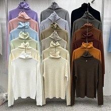 实拍安迪绒抗起球堆堆领打底衫贝壳扣纯色修身弹力内搭针织衫气质