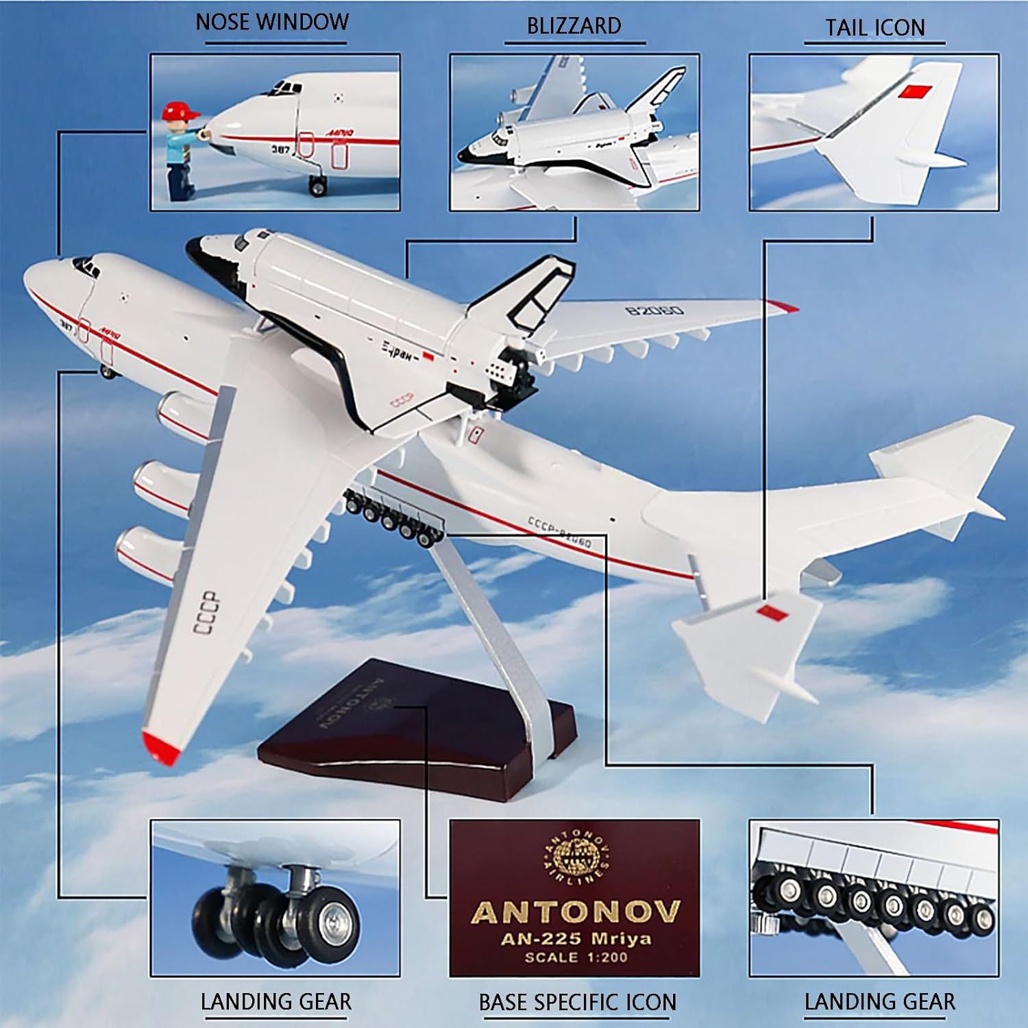 An 225 transport aircraft Antonov An 225 aircraft model simulation Buran aircraft model ornaments with landing gear