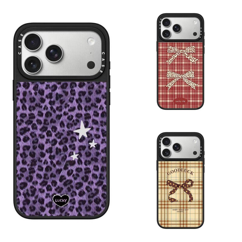 Collaboration Simple Purple Leopard Print Bow iPhone 17 Pro Max Phone Case Suitable for Apple 16 Pro Popular among Influencers 5