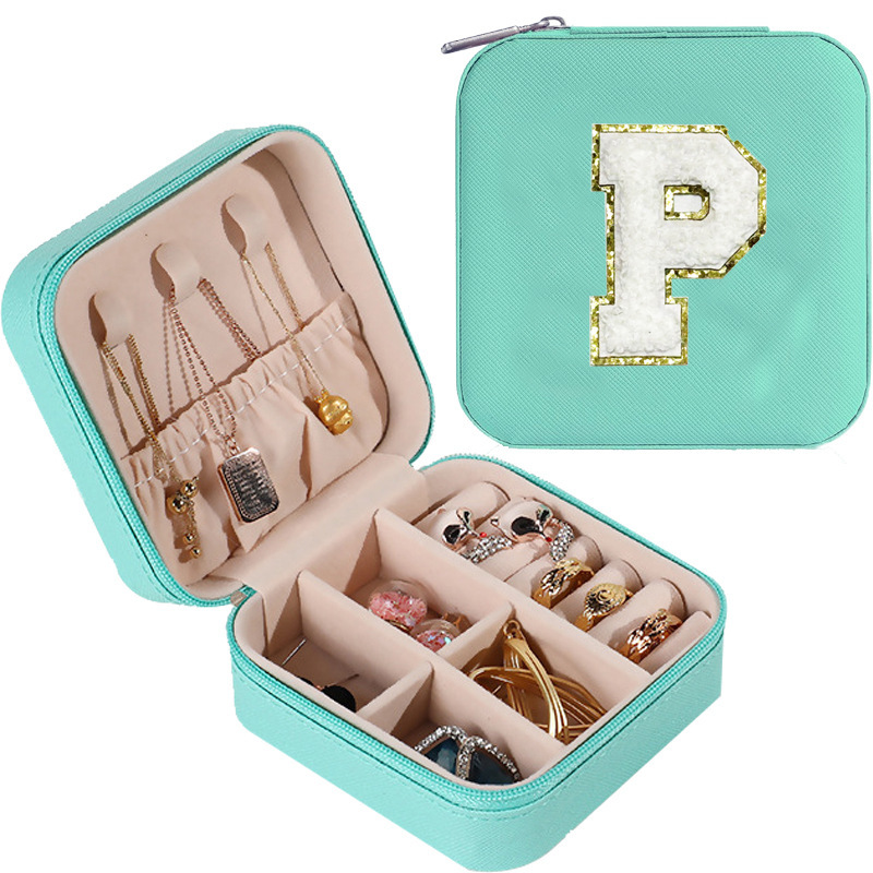 Cross-border de cuero Stud pendientes de gran capacidad de la joyería de la caja de la joyería del anillo caja de almacenamiento portátil