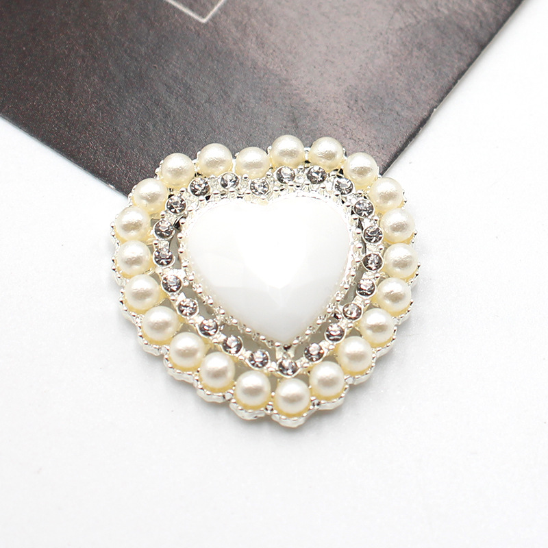 27mm銀色桃心真珠花盤合金部品diy髪飾り花盤ドリル頭飾りアクセサリー部品