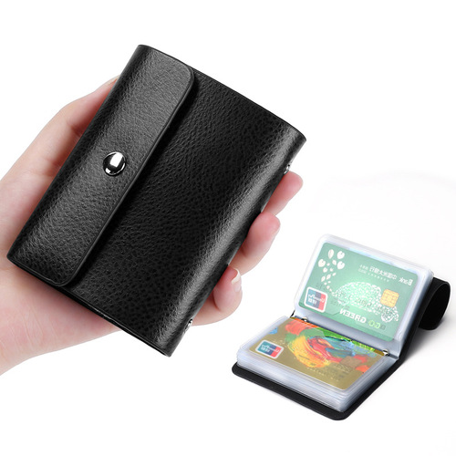 Fashionable women's leather card bag men's multi-card slot business card holder Business bank credit card holder genuine leather driver's license