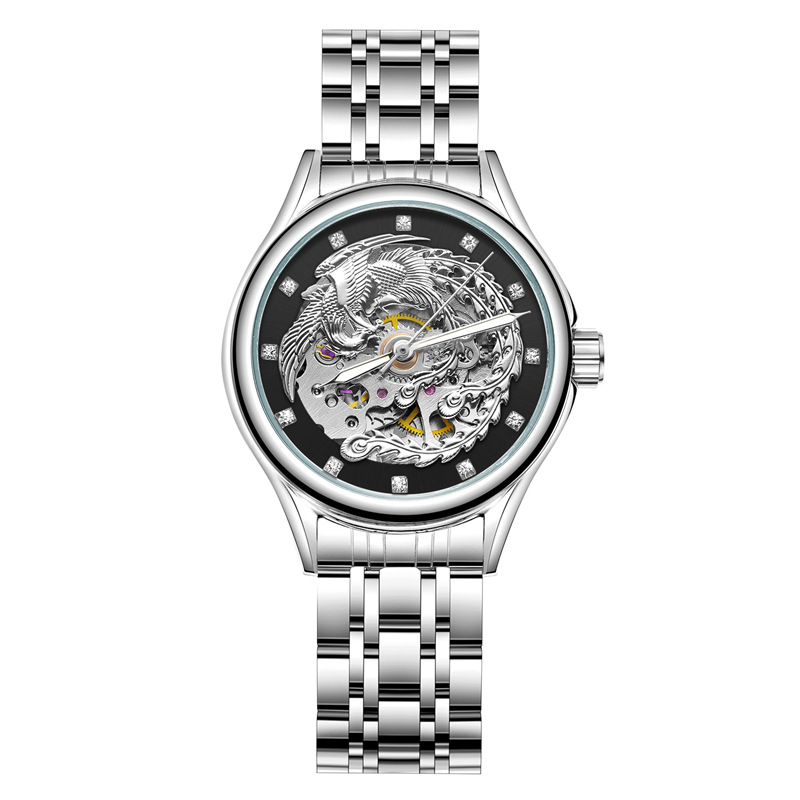 Forsining/Fusini mujer reloj mecánico automático Phoenix Zhuque reloj de oro reloj hueco 8222