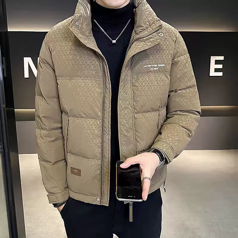25年爆款格子男士羽绒服季潮牌立领男士都市简约保暖羽绒服批发