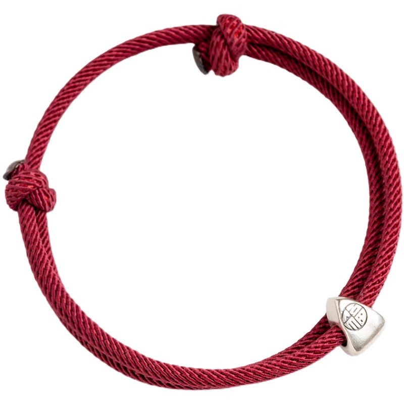 Examen de ingreso de posgrado en tierra cuerda roja pulsera s925 plata pura Fu zongzi famosa cuerda roja tejida a mano Fu Shu cuerda de mano