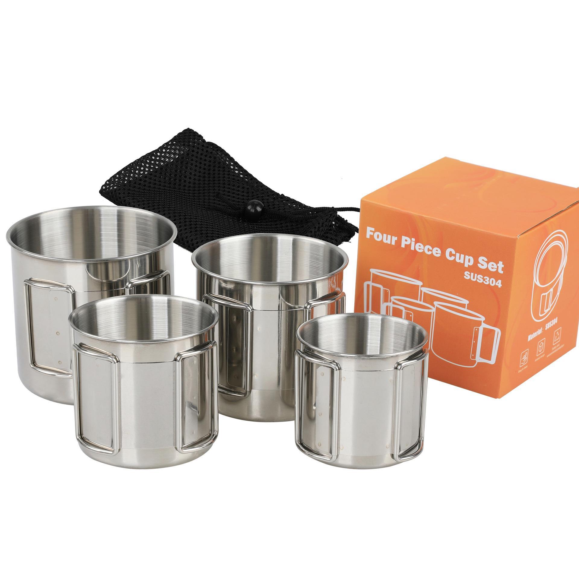 Starcamp Outdoor Camping Style Mountaineering Stainless Steel Water Cup 4-Piece Set