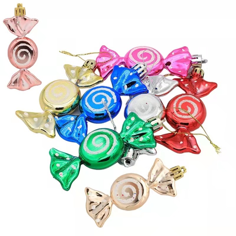 クリスマス装飾プラスチックフラット水玉キャンディ塗装クリスマスツリーペンダントシンプルでかわいいロリポップクリスマスボール|undefined