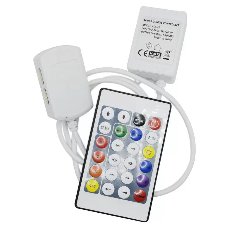 RGB跑马灯条5-24V控制器全彩LED幻彩24键433M RF多功能遥控按键