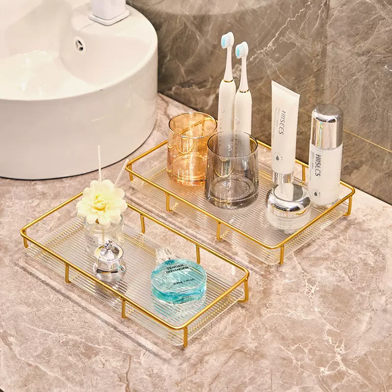轻奢洗漱台收纳整理架化妆用品厕所卫生间托架子浴室台面收纳托盘
