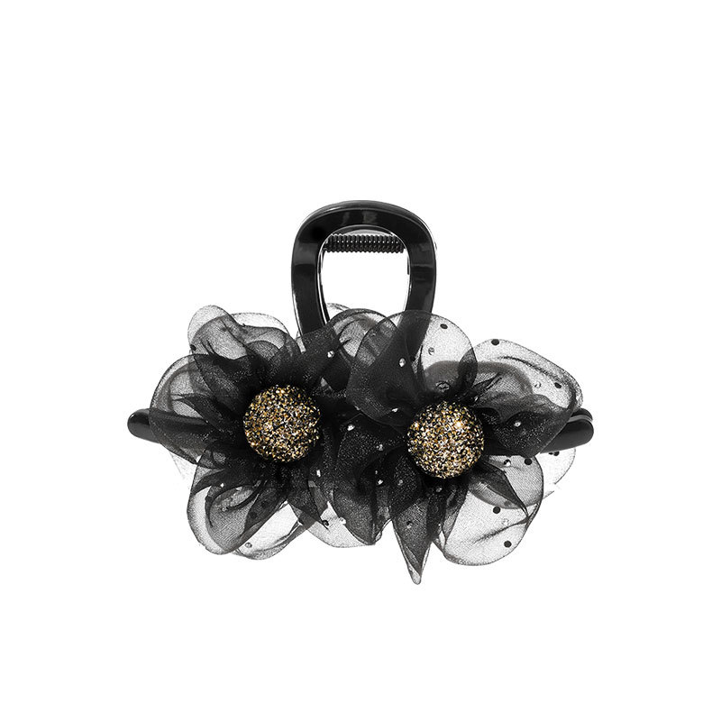 Mesh diamante de flores de sol agarrar clips temperamento de alto nivel cabeza de mujer cabeza de tiburón clips de cabello