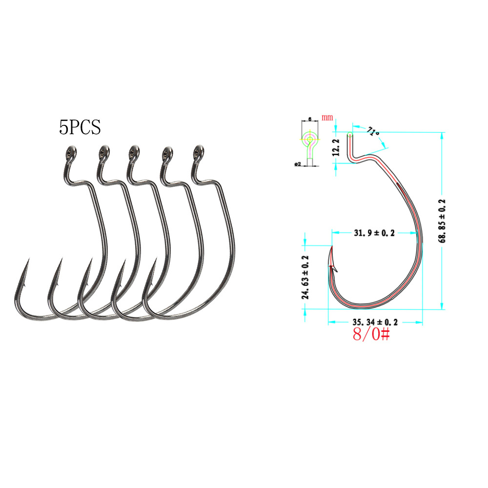 Zman SILENCIADOR Mar Pesca Texas grupo de pesca de mango largo gancho de manivela Gancho de manivela TPR suave cebo reforzado gancho de canal de sangre