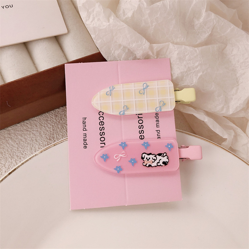 Un par de impresión de arco para niñas pinzas de cabello sin marcas de dibujos animados para mujeres adorables pinzas de cabello para el cabello de bordas rotas