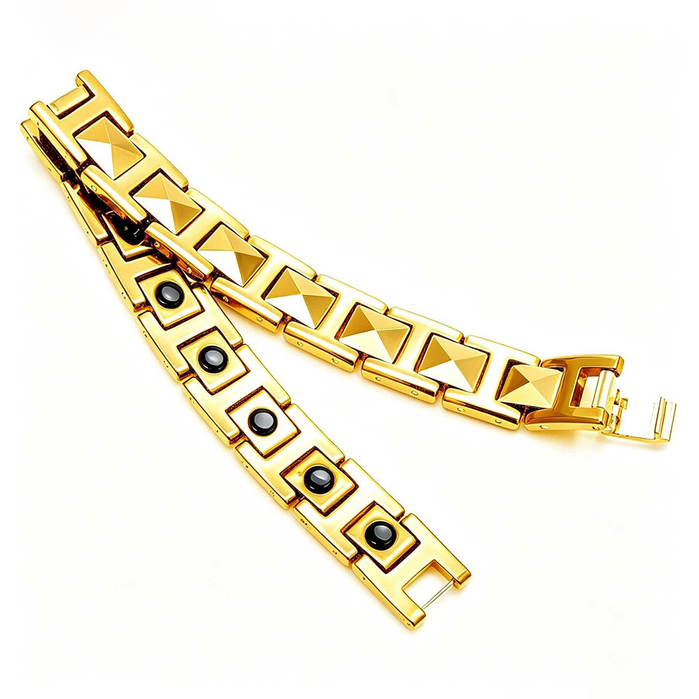 Pulseras para hombre europeas y americanas, nuevos modelos en stock, venta al por mayor, pulsera magnética de cerámica grabada en oro de 12 mm de precisión. image 6