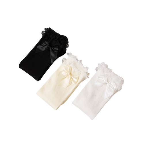 White lace lolita calf socks jk socks women's mid-calf long lace Japanese white cotton socks half-leg lolita