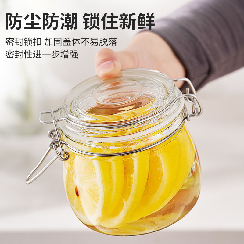 Tarro sellado de vidrio grueso, tanque de almacenamiento de miel de grado alimenticio, botella vacía de preservación fresca, jarra de kimchi en escabeche de vino, hogar