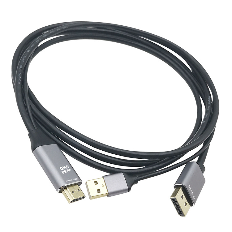 Manufacturer supplies 4K@60Hz 2K@120Hz USB powered HDMI to large DP HD adapter cable