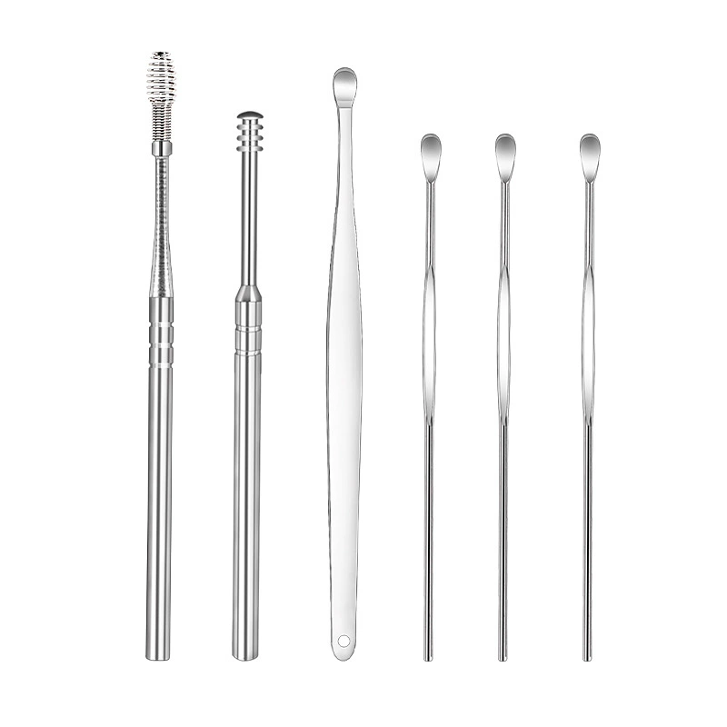  Ear Cleaning Kit, 5–6 Piece Stainless Steel Handheld Set with Carry Case, Portable for Adults