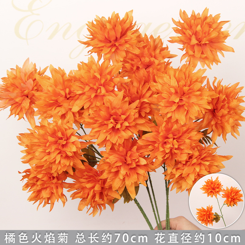 Flores de imitación naranja peonía naranja hortenida neblina orquídea flor flor de boda seda naranja