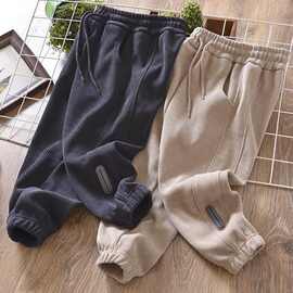 中大童裤子男女灯芯绒薄款春秋季宽松男童裤子百搭潮流休闲运动裤