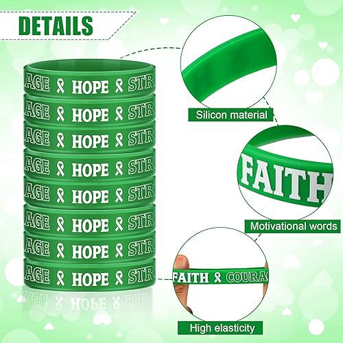 Mental Health Awareness Bracelet Green Ribbon Silicone Bracelet Inspirational Sayings Unisex Depression Custom