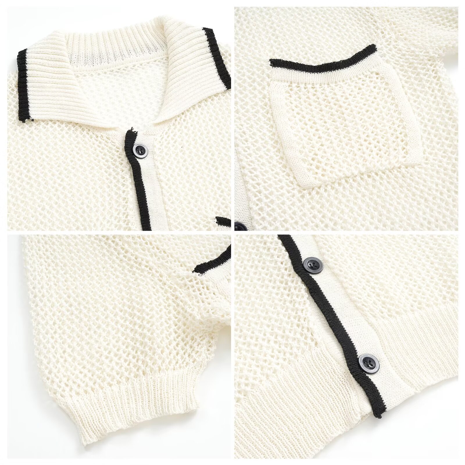 Polo camiseta de punto camiseta de manga corta camiseta con solapa cardigán hombre pequeño bolsillo de viento fragante viejo viento verano fábrica transfronteriza al por mayor