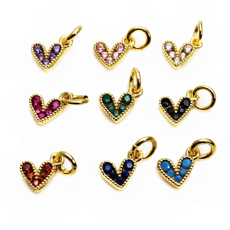 2g Weight Pendant Jewelry Making Type 10*10mm, 6*6mm Jewelry Making Size Zircon Inlay Material DIY Jewelry Accessories Classification 1 Piece Quantity Copper Material Heart Shape Pattern Inlay Design Sweet Style 1 Piece 10*10mm 6*6mm Copper Zircon Heart Shape Pendant 2
