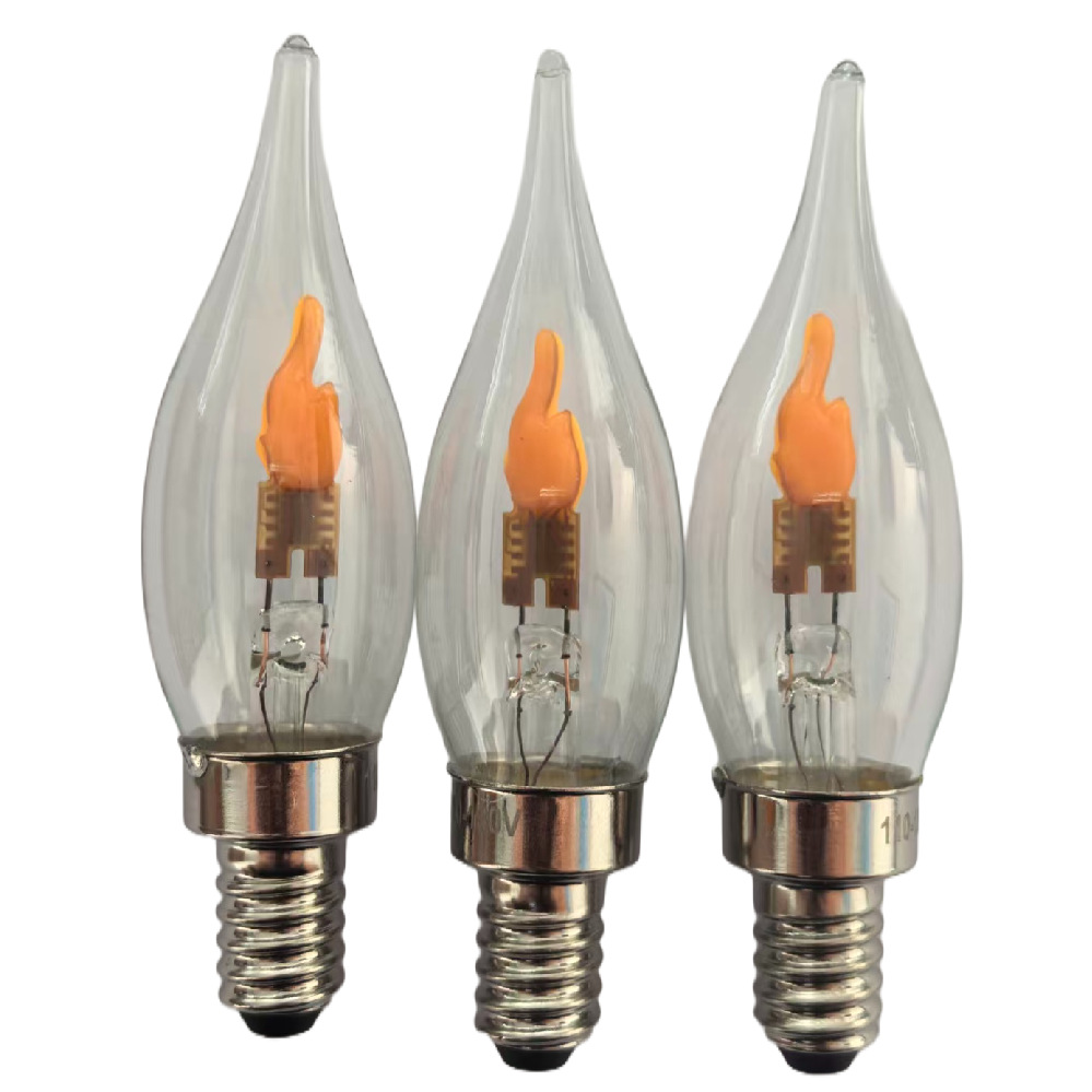 C22火焰灯泡LED仿真火苗灯E14/E12 110V/220V复古蜡烛灯调光节能