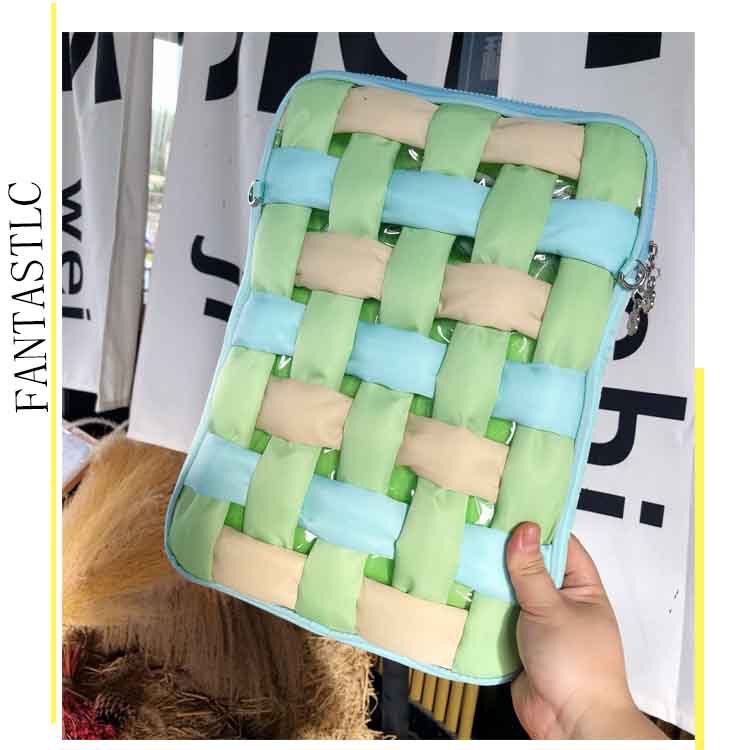 22 New Crossbody Single Shoulder Computer Bag Korean Portable Niche Woven Macaron Cute Sleeve Bag Flat Bag