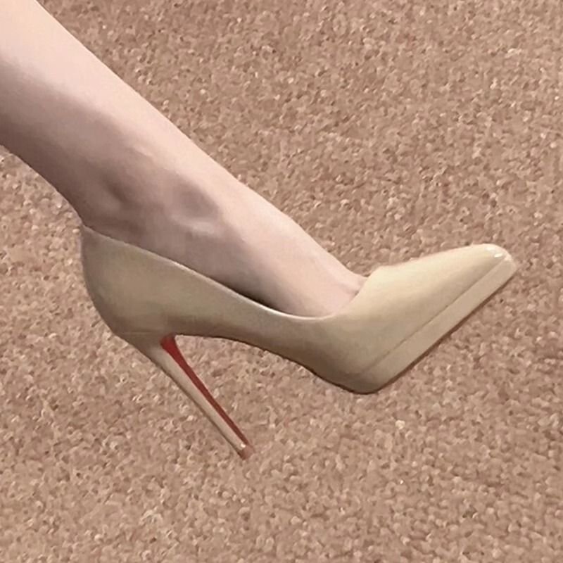 Nude Waterproof Platform High-Heeled Shoes for Women with Thin Heels 2025 Summer New Style Elegant Pointed-Toe Single Shoes Sexy Patent Leather Red-Soled Shoes Nude Waterproof Platform High-Heeled Shoes for Women with Thin Heels 2025 Summer New Style Elegant Pointed-Toe Single Shoes Sexy Patent Leather Red-Soled Shoes