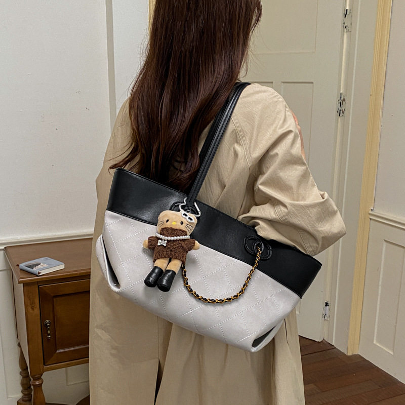 Túi tote nữ da PU cao cấp thiết kế tối giản dáng shopping bag dung lượng lớn đi làm — Màu vàng nâu không có mặt dây chuyền, Màu xanh lá cây không có mặt dây chuyền, Màu xám không có mặt dây chuyền, kaki không có mặt dây chuyền chi tiết 20