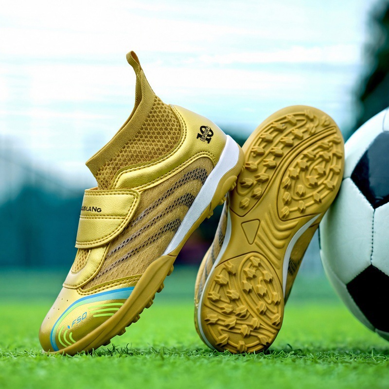 Zapatillas de Fútbol de Caña Alta para Niños TF, Suela de Caucho y Malla, Transpirable, para Césped Artificial