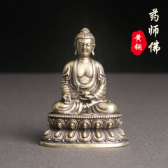 Retro pure brass Medicine Buddha bronze statue desktop ornaments religious worship statues handicrafts collection old copper wholesale