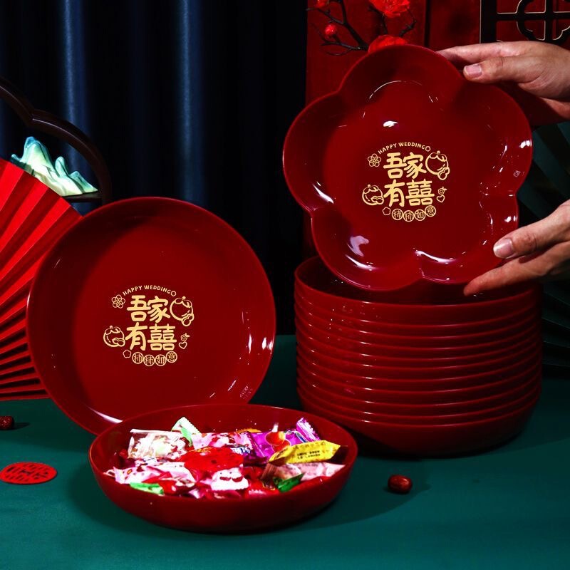 Wedding Decoration Props Fruit Plate Wedding Large High-Value Festive Candy Plate Wedding Plate Wedding Supplies New Model