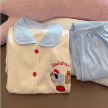 韩版可爱腊肠小狗睡衣女春秋季新款长袖长裤ins风学生家居服套装