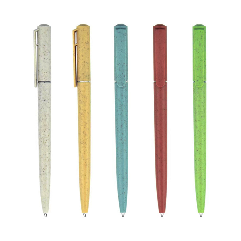 Paja de trigo protección ambiental bolígrafo personalizado logotipo publicidad pluma giratoria aceite negro PEN material degradable PEN regalo
