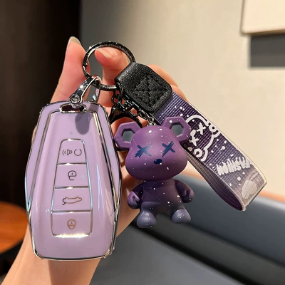 Car key bag – S1 Boyue X3 Vision x6 King - geely-d-smart-4-key-single-shell-purple-purple-bear-pendant