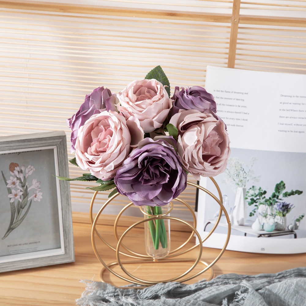 手捧花玫瑰花束仿真花婚慶家庭背景花牆攝影布景跨境GF14871-6