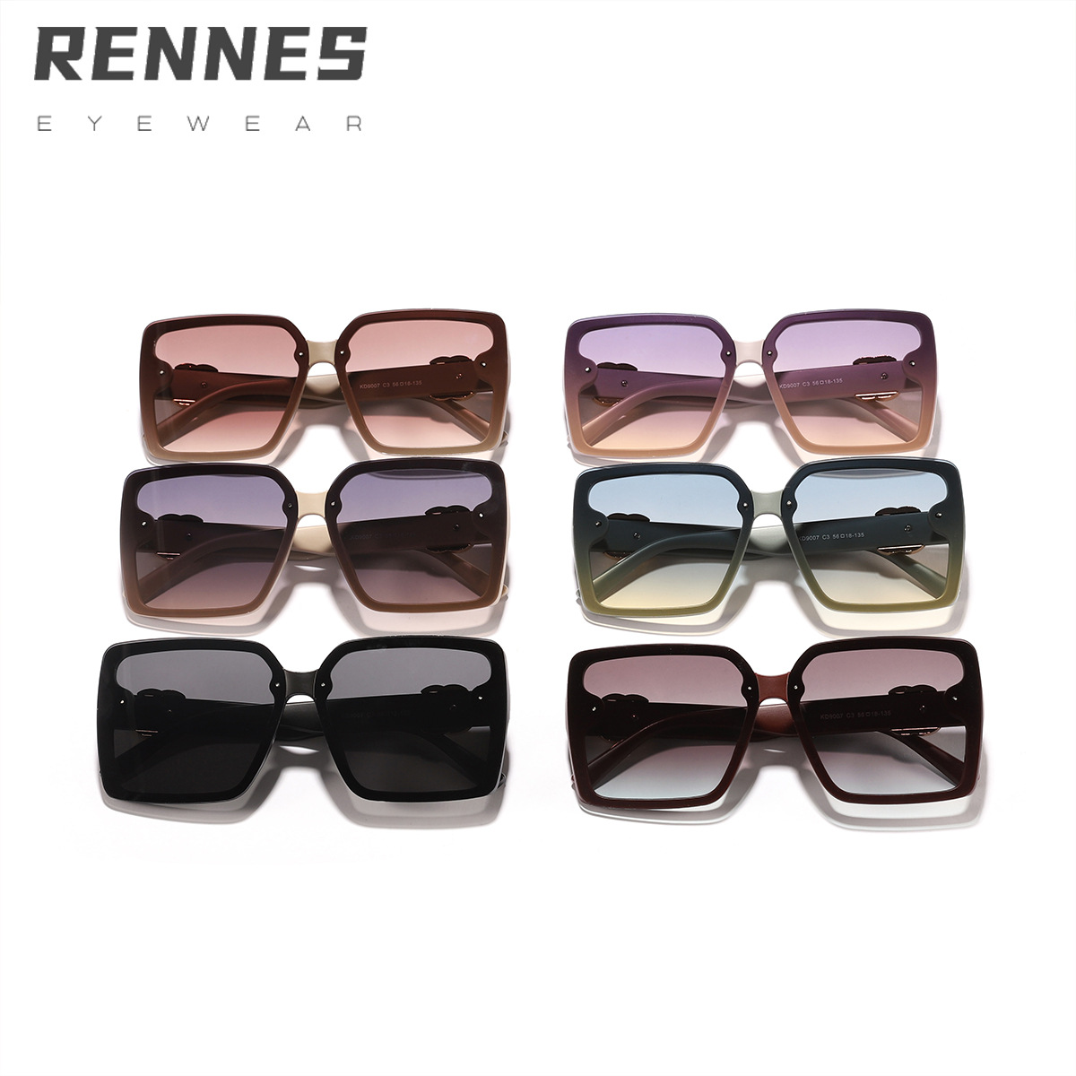 2024 nuevas gafas de sol de lujo ligero con letras cuadradas de marco grande para mujer