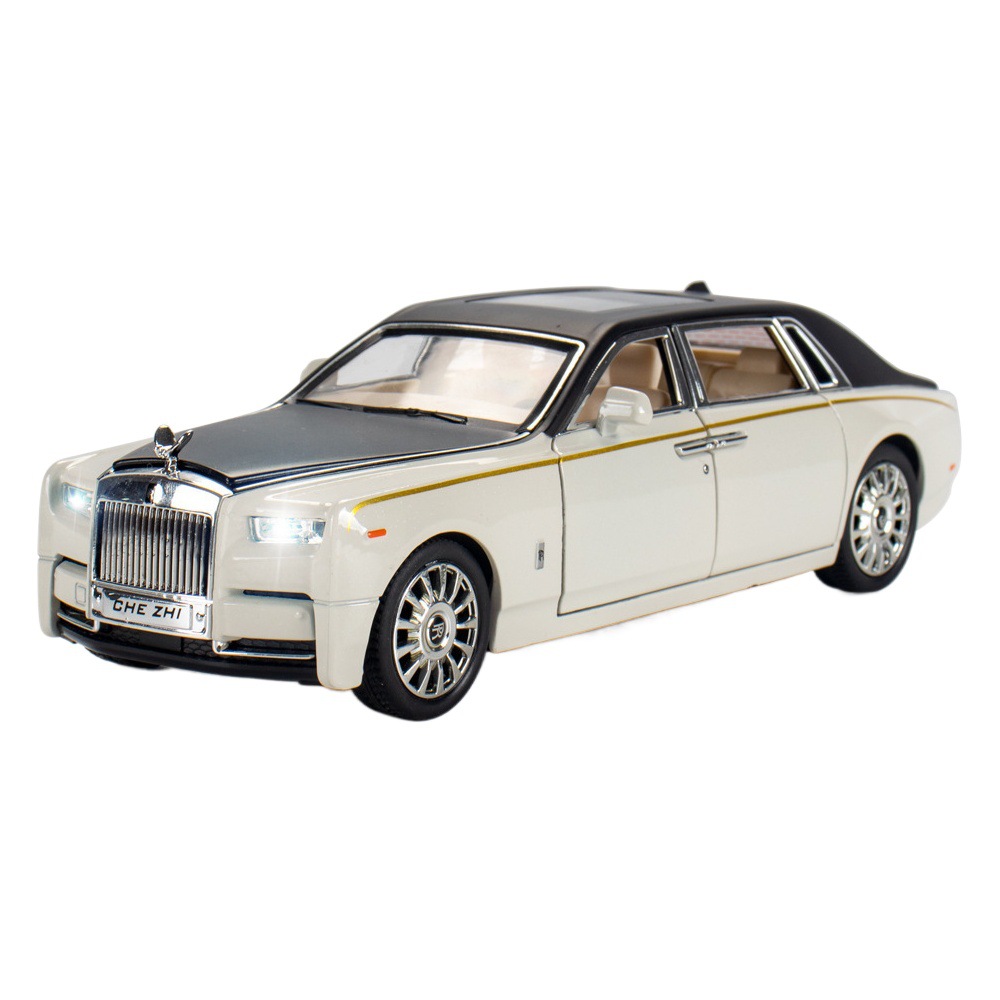 Modelo de coche de aleación de coche 1:24 Rollos Phantom Tire hacia atrás con sonido y música ligera juguete coche música modelo decoración colección