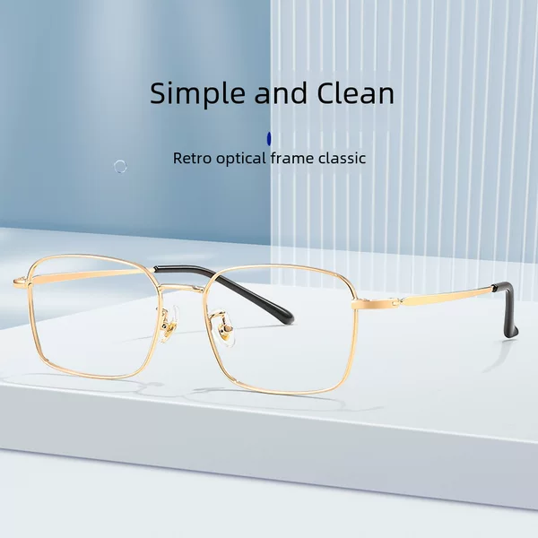 Anti-Blue Light Flat Mirror Gold Wire Glasses 89166 Eye Frame Titanium Glasses Frame Men's High-End Myopia Glasses Wholesale