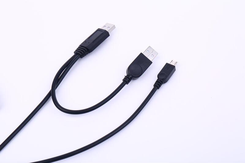 With auxiliary double power supply port USB2.0 micro male mobile hard disk data charging line computer connection line