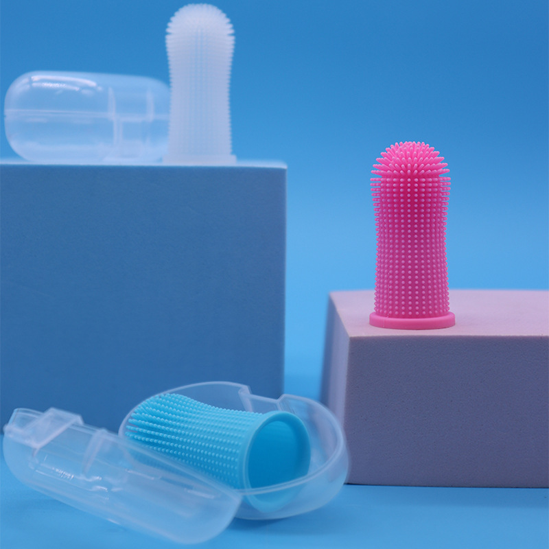 Pet Toothbrush Silicone Finger Cot Dog Toothbrush Dog Cat Gum Care Cleaning Supplies Finger Cot Brush To Remove Tooth Sta
