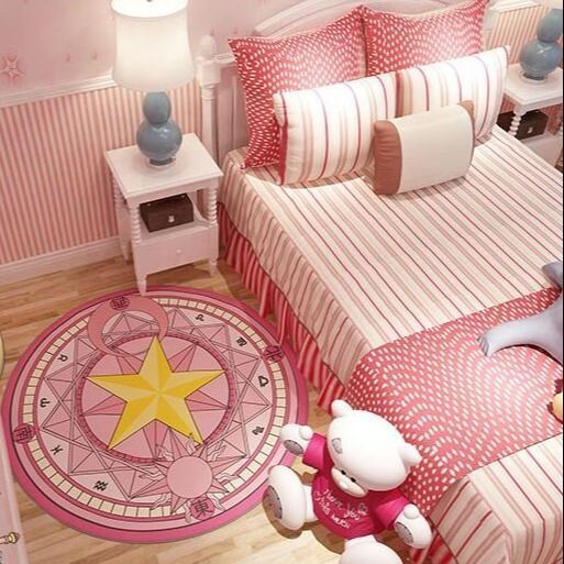Varied Sakura Magic Array Carpet Bedroom Round Pink Princess Girl Sakura Cartoon Cyber Red Photo Mat