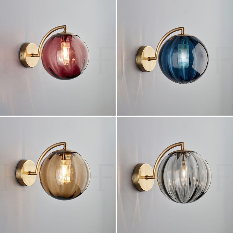 Postmodern Bedroom Bedside Wall Lamp American Simple Nordic Designer Hotel Aisle Staircase Glass Ball Small Wall Lamp Postmodern Bedroom Bedside Wall Lamp American Simple Nordic Designer Hotel Aisle Staircase Glass Ball Small Wall Lamp