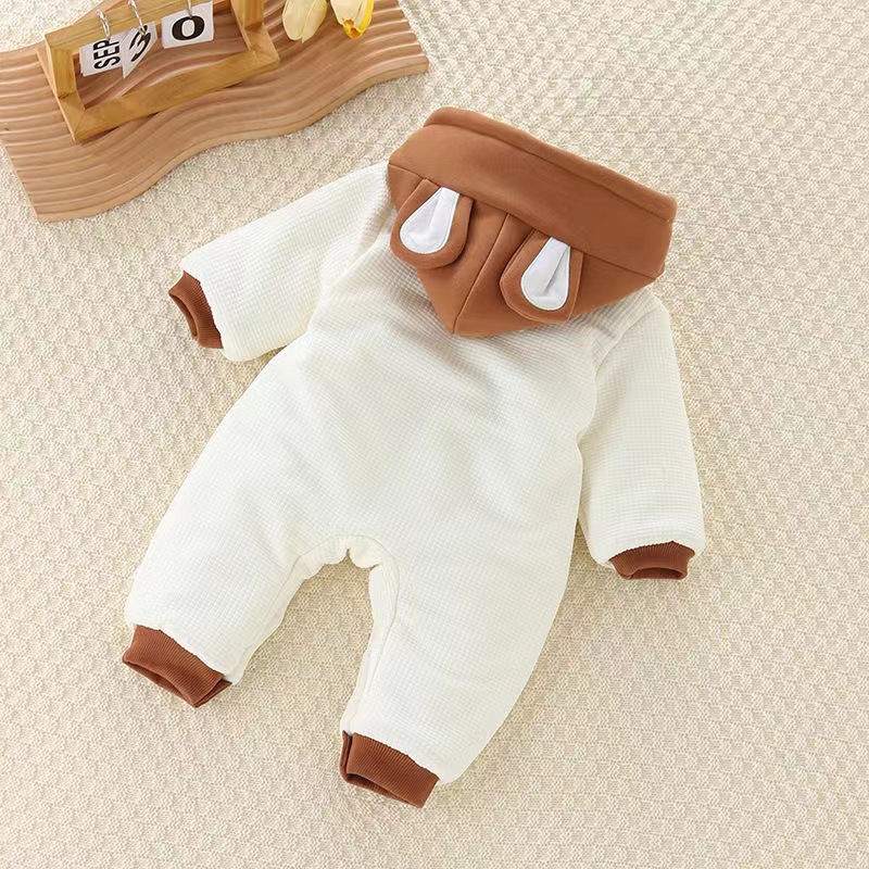 Bebé engrosamiento de dibujos animados ropa de invierno cálida de una pieza traje de escalada de algodón grueso para bebés abrigo de algodón para recién nacidos versión coreana del traje de escalada