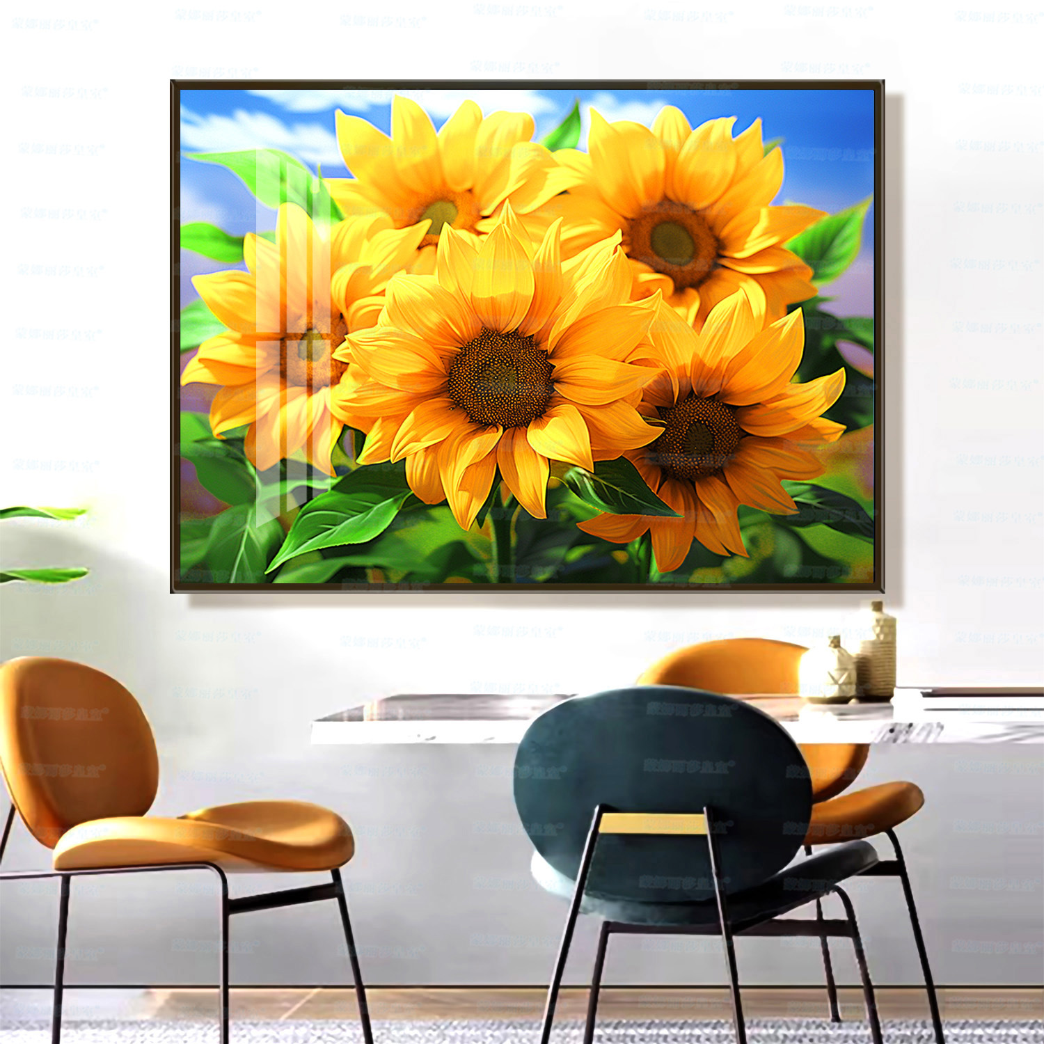 [Algodón importado] Mona Lisa Real Bordado de Girasoles Flores de Sol Edición actualizada Nuevo bordado de hilo hecho a mano image 2