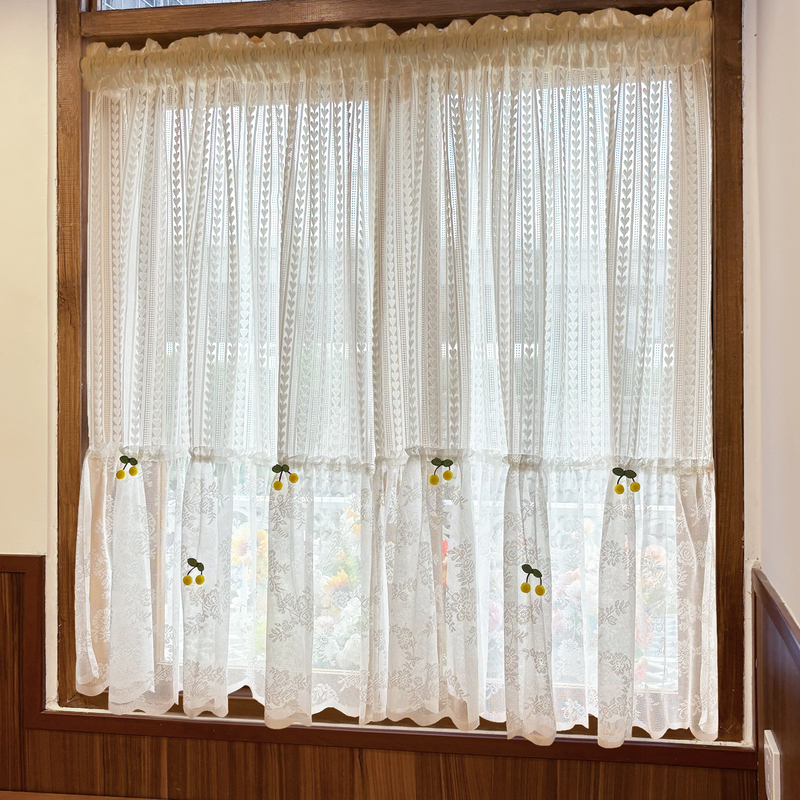 French-style lace heart-shaped sheer curtains princess curtains for children's room, girl's bedroom, bay window, no-drill installation, cute door curtain partition French-style lace heart-shaped sheer curtains princess curtains for children's room, girl's bedroom, bay window, no-drill installation, cute door curtain partition