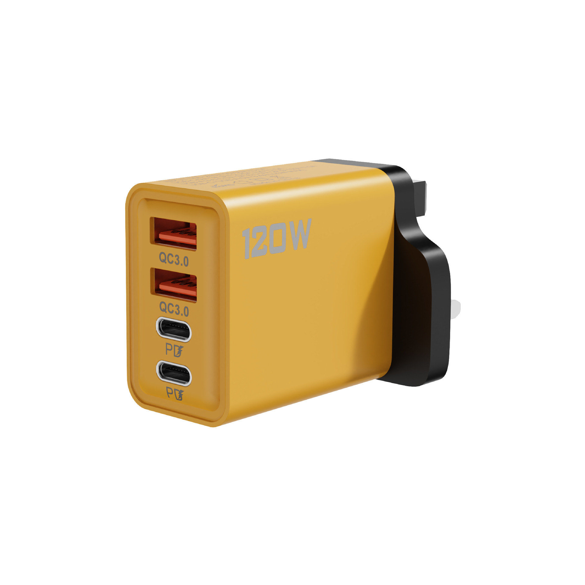 Transfronterizos 120W súper carga rápida cabeza de carga doble USB + doble typec cabeza de carga británica cargador rápido de teléfono móvil